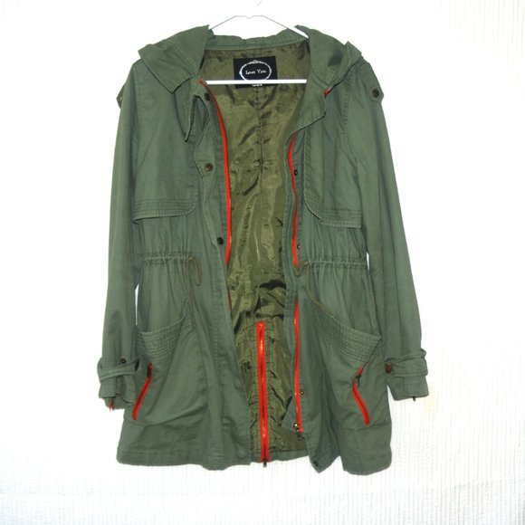 Love Tree Army Green Hooded Utility Jacket - Picture 2 of 5